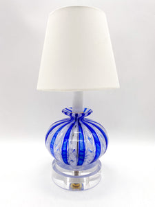 Blue & White Murano Glass Tessuto (woven) Lamp
