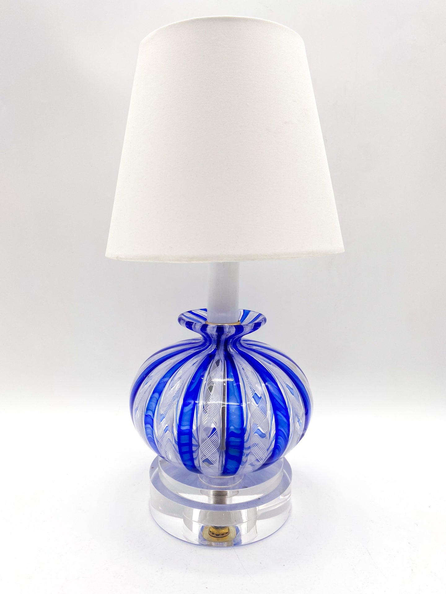 Blue & White Murano Glass Tessuto (woven) Lamp