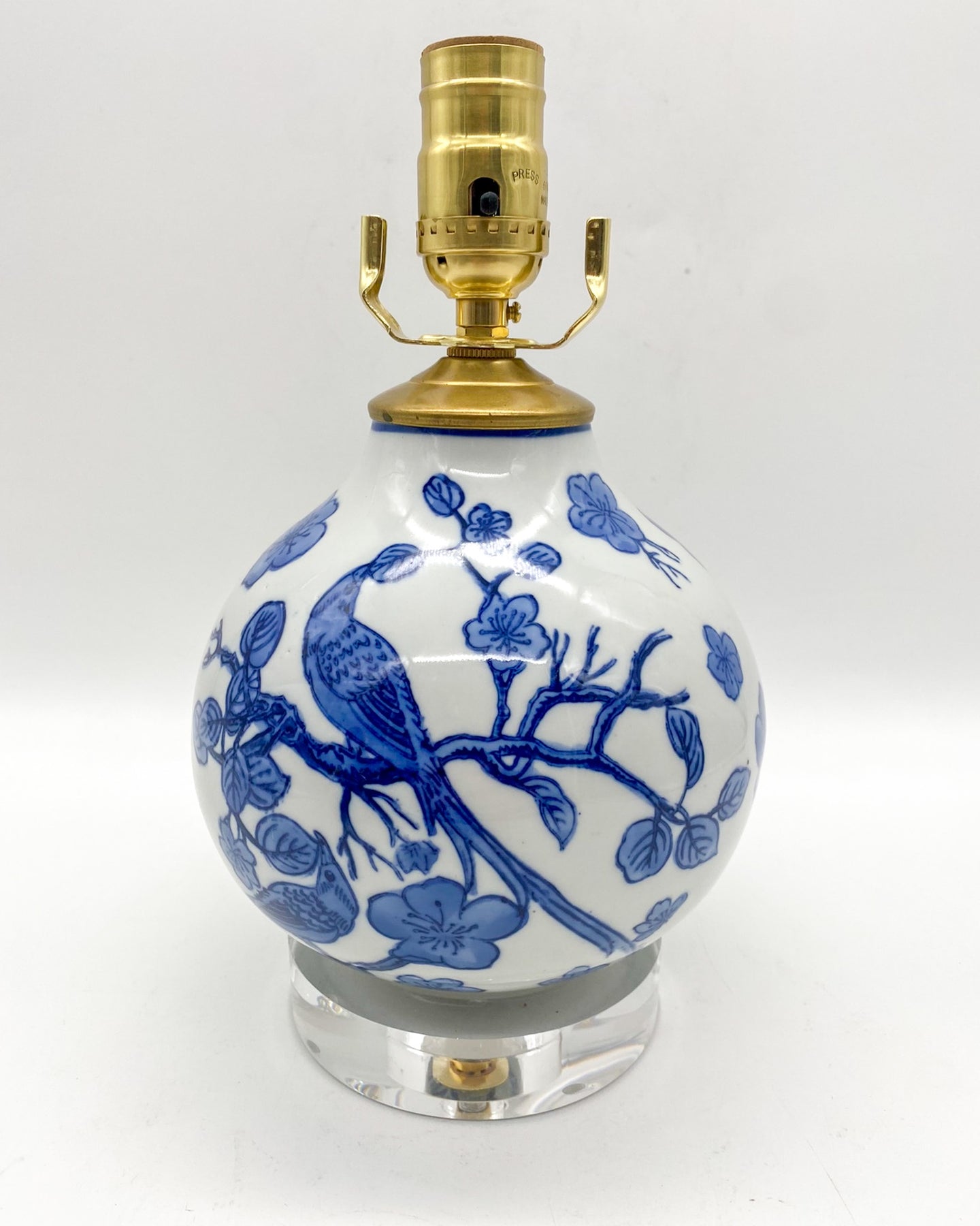 Blue Bird In Tree Ceramic Lamp, ~15