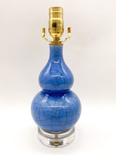 Load image into Gallery viewer, Blue Crackle Double Gourd Lamp, ~17"