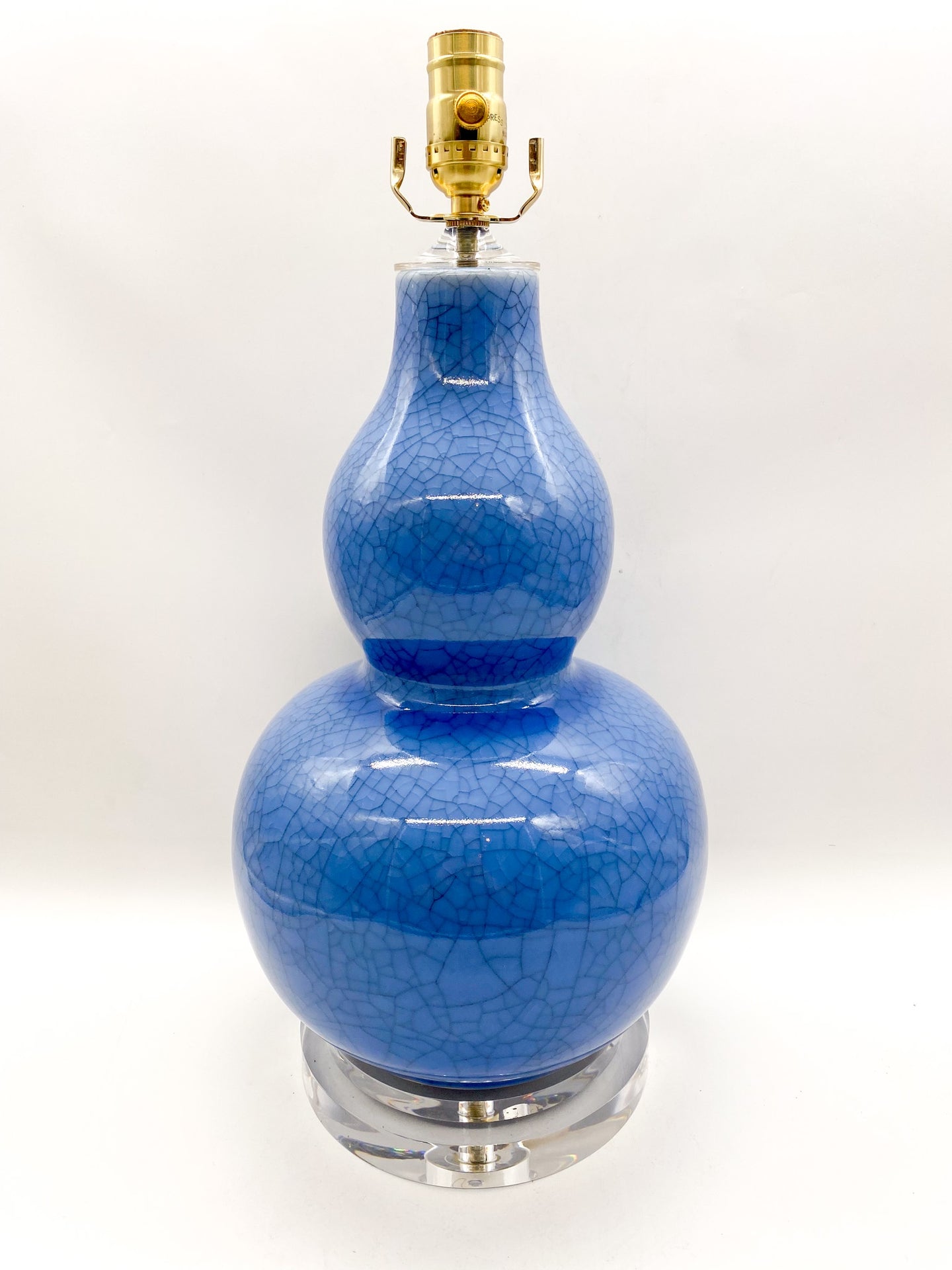 Blue Crackle Double Gourd Lamp, ~26