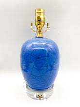 Load image into Gallery viewer, Blue Crackle Melon Jar Lamp, ~17"