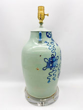 Load image into Gallery viewer, Blue Cut Neck Vintage Porcelain Vase Lamp