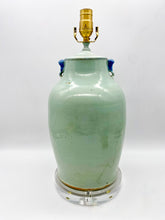 Load image into Gallery viewer, Blue Cut Neck Vintage Porcelain Vase Lamp