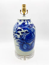 Load image into Gallery viewer, Blue/Celadon Peacock Table Lamp