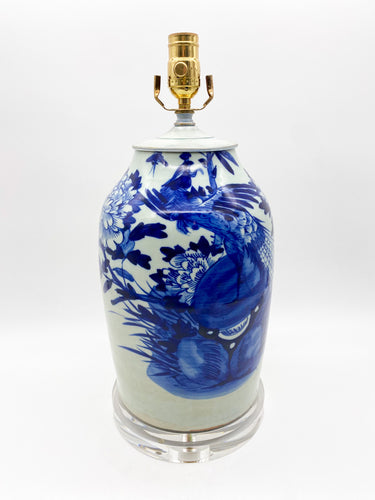 Blue/Celadon Peacock Table Lamp