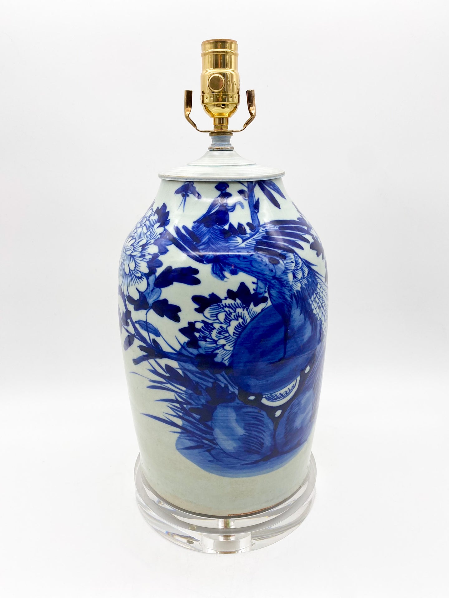 Blue/Celadon Peacock Table Lamp