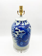 Load image into Gallery viewer, Blue/Celadon Peacock Table Lamp