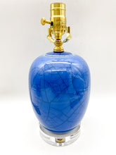Load image into Gallery viewer, Blue Crackle Melon Jar Lamp, ~17"