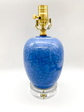 Load image into Gallery viewer, Blue Crackle Melon Jar Lamp, ~17"
