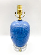 Load image into Gallery viewer, Blue Crackle Melon Jar Lamp, ~17"