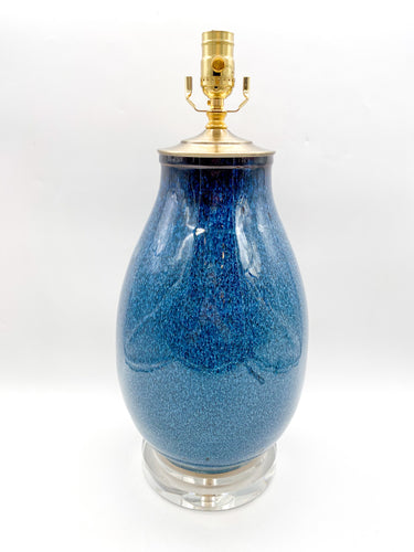 Blue Drip Glaze Vase Lamp, ~26