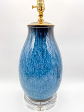 Load image into Gallery viewer, Blue Drip Glazed Wide Mouth Vase Table Lamp