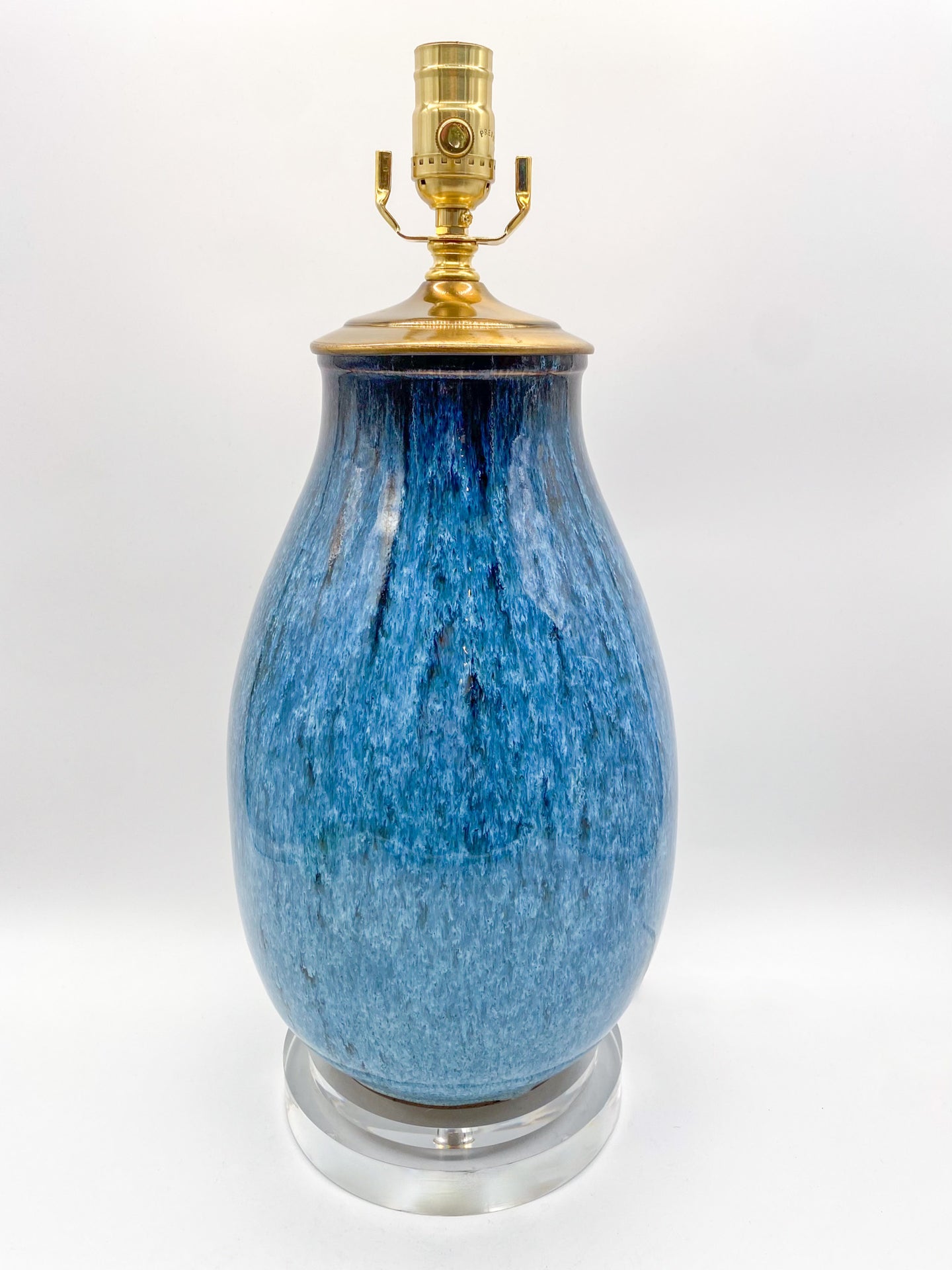 Blue Drip Glazed Wide Mouth Vase Table Lamp