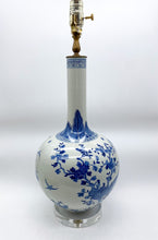 Load image into Gallery viewer, Blue/White Bird and Flower Gourd Vase Lamp