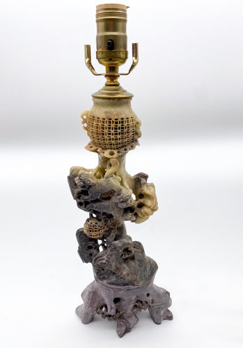 Carved Soapstone Fou Dog Lamp