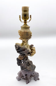 Carved Soapstone Fou Dog Lamp