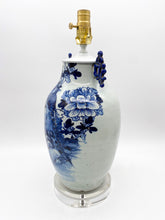 Load image into Gallery viewer, Blue/White Cut Neck Ceramic Vase Table Lamp