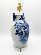 Load image into Gallery viewer, Blue/White Cut Neck Ceramic Vase Table Lamp
