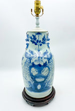 Load image into Gallery viewer, Blue/White Cut Neck Jar Lamp