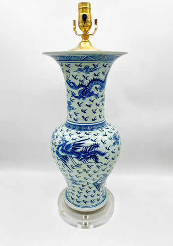 Blue & White Phoenix Vase Lamp