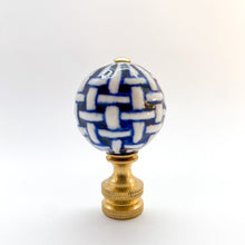 Load image into Gallery viewer, Blue/White Porcelain Ball Finial, Basket Weave