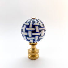 Load image into Gallery viewer, Blue/White Porcelain Ball Finial, Basket Weave