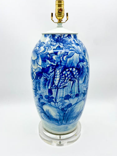 Blue/White Vintage Jar Lamp