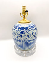 Load image into Gallery viewer, Blue &amp; White Melon Jar Lamp, ~20"