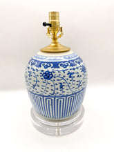 Load image into Gallery viewer, Blue &amp; White Melon Jar Lamp, ~20"