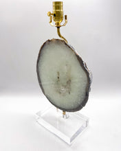 Load image into Gallery viewer, Grey/Green Quartz Agate Slab on Acrylic Lamp