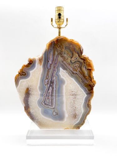 Brown Agate Slab Lamp, ~30