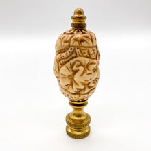 Load image into Gallery viewer, carved ivory finial, faux carved ivory, ivory finial, turtle finial, turtle on lily pad, lampshade finial, lamp finial, lampshades Dallas, finials Dallas, lamps Dallas, lighting store Dallas
