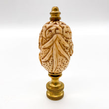 Load image into Gallery viewer, carved ivory finial, faux carved ivory, ivory finial, turtle finial, turtle on lily pad, lampshade finial, lamp finial, lampshades Dallas, finials Dallas, lamps Dallas, lighting store Dallas