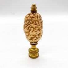 Load image into Gallery viewer, carved ivory finial, faux carved ivory, ivory finial, turtle finial, turtle on lily pad, lampshade finial, lamp finial, lampshades Dallas, finials Dallas, lamps Dallas, lighting store Dallas
