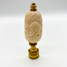 Load image into Gallery viewer, lamps, lamps store, lighting store, Dallas lampshade store, Dallas lamps, interior design Dallas, lampshade store, lampshades Dallas,  cat finial, finial with cats, cats, cat, feline, lamp finial, lampshade finial, carved ivory, faux ivory, kitty cat, meow, meow cat, furry cat, pair of cats, cat duo
