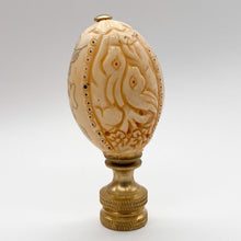 Load image into Gallery viewer, finial, finials, carved bone, faux bone, faux ivory, carving, carved monkey, monkey, monkeys, monkey finial, monkeys finial, lampshade finial, lampshade topper, lamp topper, lamp top, oval finial, table lamp finial, table lamp top, table lamp topper