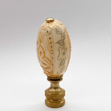 Load image into Gallery viewer, finial, finials, carved bone, faux bone, faux ivory, carving, carved monkey, monkey, monkeys, monkey finial, monkeys finial, lampshade finial, lampshade topper, lamp topper, lamp top, oval finial, table lamp finial, table lamp top, table lamp topper
