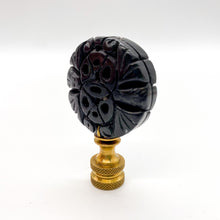 Load image into Gallery viewer, Carved Black-Green Disc Finial, 2-3/8&quot;