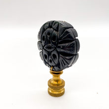 Load image into Gallery viewer, Carved Black-Green Disc Finial, 2-3/8&quot;