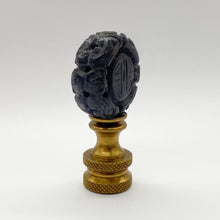 Load image into Gallery viewer, finial, finials, carved blue jade, blue jade, carved, carved stone, carved mineral, blue finial, Chinese finial, oriental finial, Asian finial, lampshade finial, lampshade topper, lampshade finisher, lamp topper, lamp top, table lamp top, table lamp finial