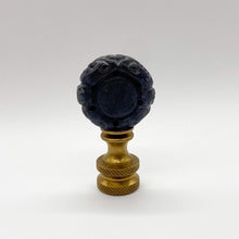 Load image into Gallery viewer, finial, finials, carved blue jade, blue jade, carved, carved stone, carved mineral, blue finial, Chinese finial, oriental finial, Asian finial, lampshade finial, lampshade topper, lampshade finisher, lamp topper, lamp top, table lamp top, table lamp finial