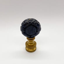 Load image into Gallery viewer, finial, finials, carved blue jade, blue jade, carved, carved stone, carved mineral, blue finial, Chinese finial, oriental finial, Asian finial, lampshade finial, lampshade topper, lampshade finisher, lamp topper, lamp top, table lamp top, table lamp finial
