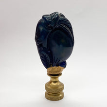 Load image into Gallery viewer, finial, finials, carved finial, jade carving, carved jade, jade finial, blue jade, blue jade finial, melon, melon finial, oriental finial, Chinese finial, Asian finial, lampshade finial, lampshade topper, lampshade top, lampshade finisher, table lamp finial, table lamp topper