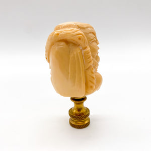 Carved Ivory Man with Staff Finial, 2-3/4"