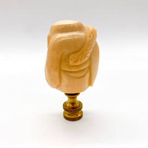 Carved Ivory Man with Staff Finial, 2-3/4"