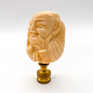 Carved Ivory Man with Staff Finial, 2-3/4"