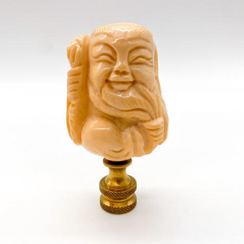 Carved Ivory Man with Staff Finial, 2-3/4