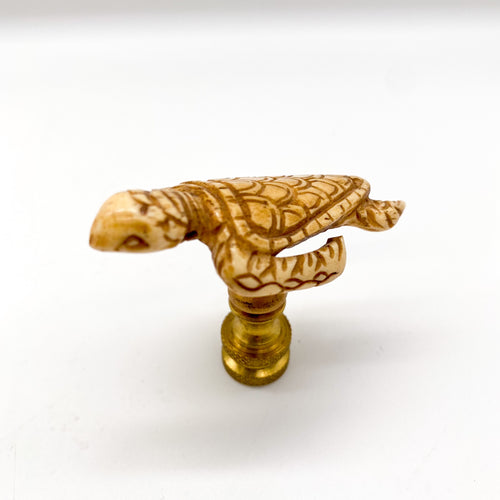 Carved Bone Swimming Turtle Finial, 2-1/8