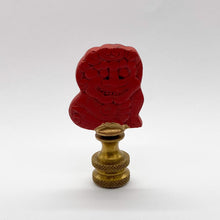Load image into Gallery viewer, finial, finials, cinnabar, cinnebar, red finial, fou dog finial, foo dog finial, phu dog finial,   lampshade finial, lampshade topper, lamp top, lamp topper, table lamp finial, Chinese finial, Asian finial, oriental finial